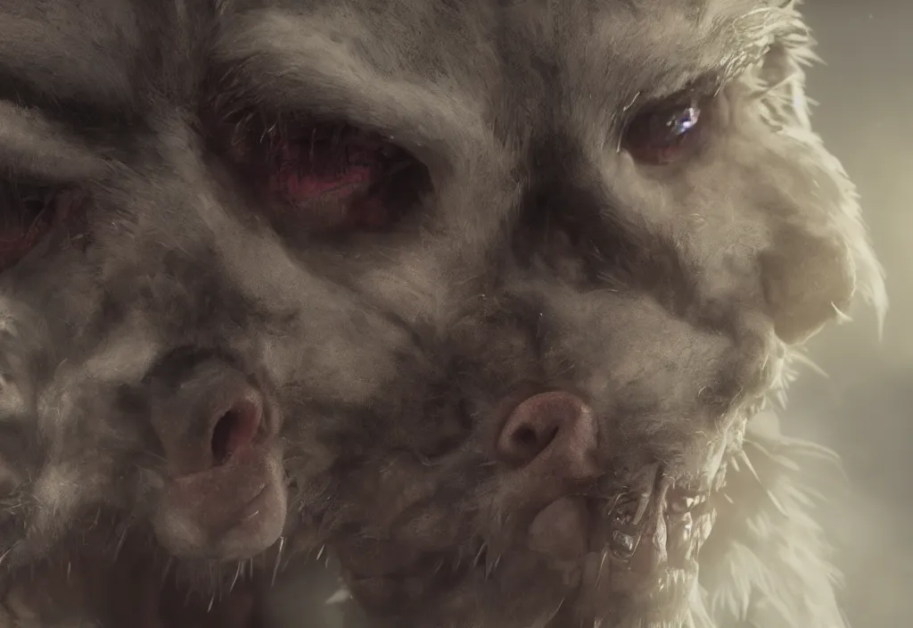 Image similar to portrait of a werewolf in russia, 4 k, 8 k, octane render, creepy vibe, close up