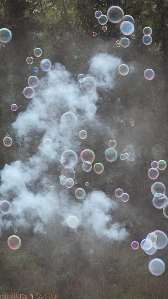 Image similar to bubbles filled with smoke,