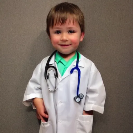 Prompt: full body photo of a little kid as a doctor, realistic, very detailed face