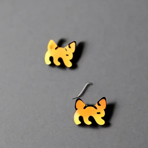 Prompt: 2d lasercut cat earrings, in the style of emi lomax, popular on artstation, popular on deviantart