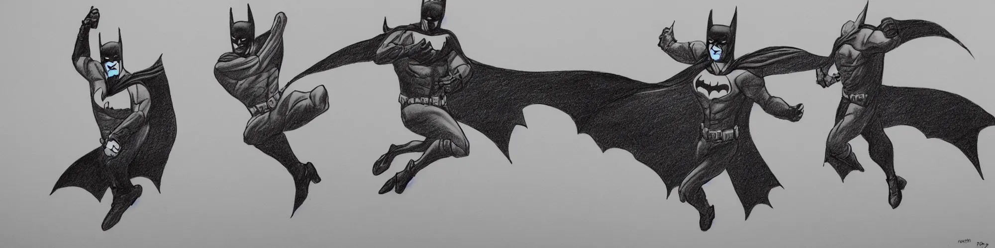 Prompt: batman walking silly in the ministry of silly walks, motion study, line drawing, pencil