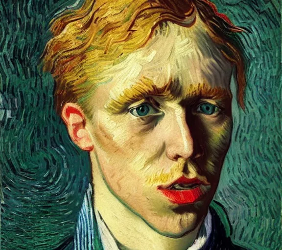 Image similar to portrait of tom odell by vincent van gogh