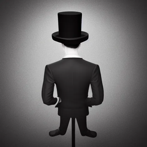 Image similar to a stylized image of a man in a top hat, a 3D render by Arent Arentsz, deviantart contest winner, altermodern, black background, goth, dark