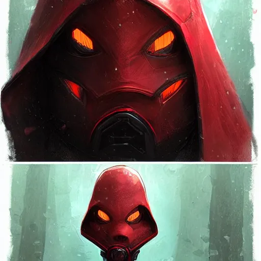 Image similar to Anthropomorphic Pig in a red hood by rossdraws,greg rutkowski,and Sarah Andersen,ambient style, very detailed,detailed armor,detailed helmet