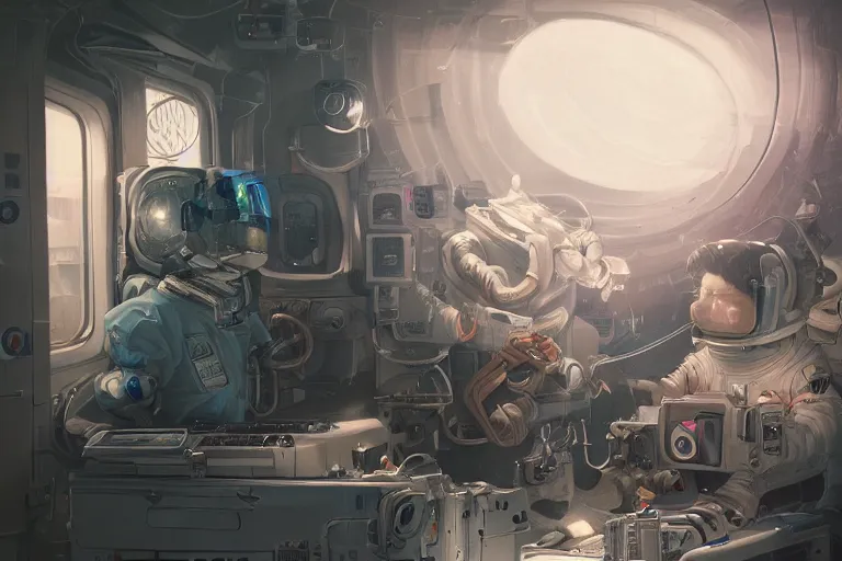 Prompt: hyperrealistic photography of a machine entering an astronaut host in the style of Jin Kagetsu, James Jean and wlop, highly detailed, sharp focus, intricate concept art, digital painting, ambient lighting, deep colors, 4k, artstation