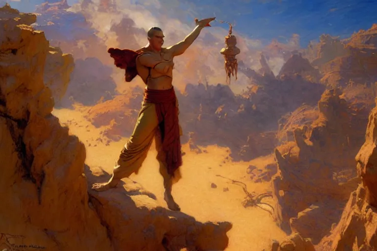 Image similar to earth bender, painting by gaston bussiere, craig mullins, j. c. leyendecker