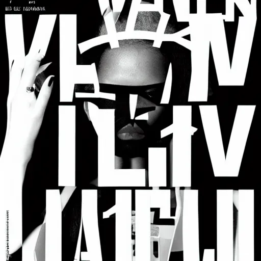 Prompt: black on white editorial cover for balenciaga in style of david rudnick, y 2 k