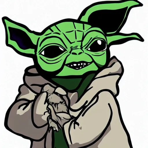 Prompt: baby yoda in the style of bill watterson.