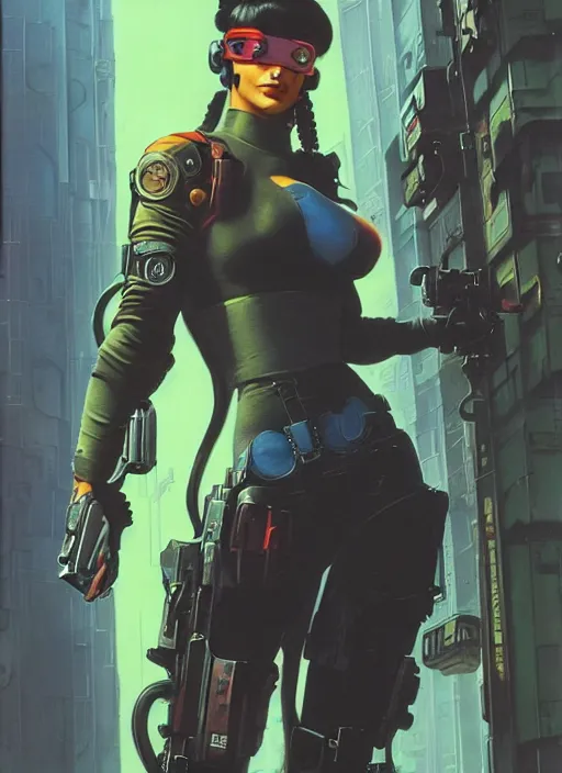 Prompt: cyberpunk mercenary. portrait by john philip falter and will eisner and gil elvgren and pixar. realistic proportions. overwatch, cyberpunk 2 0 7 7, apex, blade runner 2 0 4 9 concept art. cel shading. attractive face. thick lines.