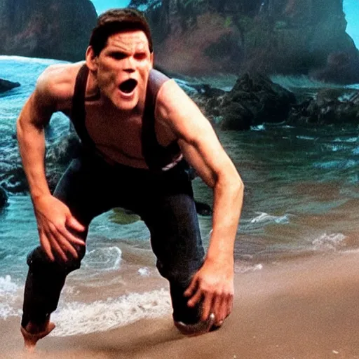 Image similar to Live Action Still of Jerma985 in The Goonies, real life, hyperrealistic, ultra realistic, realistic, highly detailed, epic, HD quality, 8k resolution, body and headshot, film still