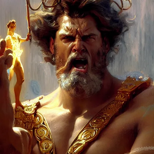 Image similar to angry zeus. highly detailed painting by gaston bussiere, craig mullins, j. c. leyendecker 8 k