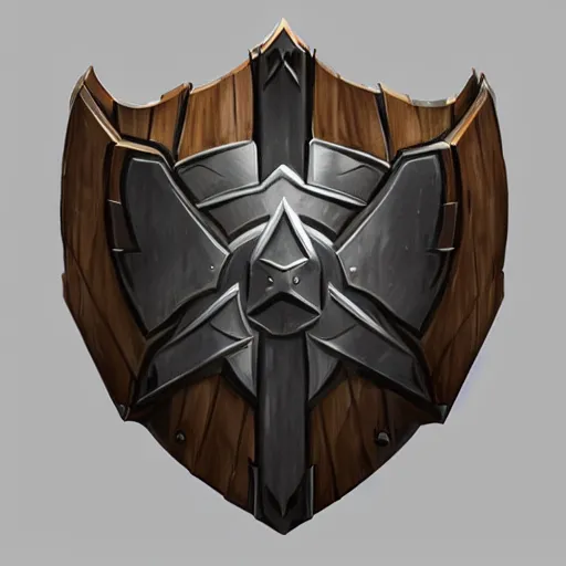 Prompt: concept art of small wooden shield weapon, symmetry, shield design, fantasy shield, fantasy, behance, pinterest, deviantart, artstation, weapons concept art, design, rpg, weapon, detailed, digital art, incredible, digital painting