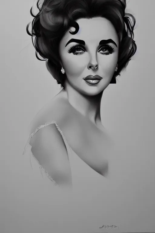 Prompt: portrait of Elizabeth Taylor in the style of Artgerm