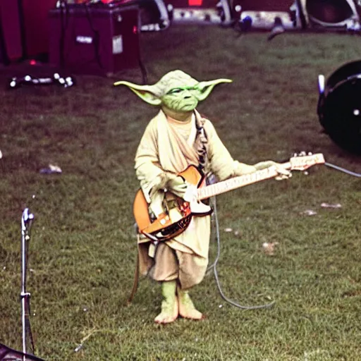 Image similar to yoda performing at woodstock