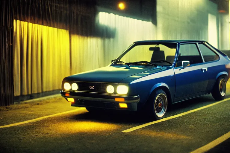 Prompt: 1 9 6 8 ae 8 6 corolla gts, thick neon lights, ektachrome photograph, volumetric lighting, f 8 aperture, cinematic eastman 5 3 8 4 film