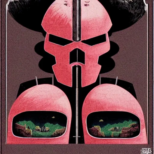 Image similar to the doomslayer, art by studio ghibli symmetry!!