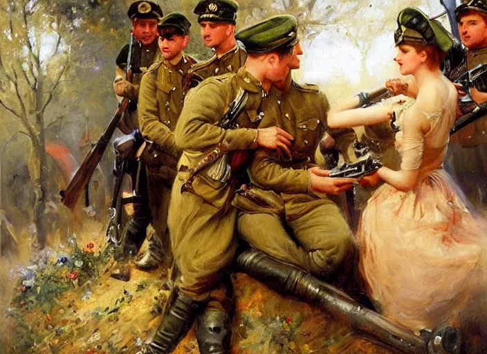 Image similar to nazi soldiers in berlin by vladimir volegov and alexander averin and pierre auguste cot and delphin enjolras