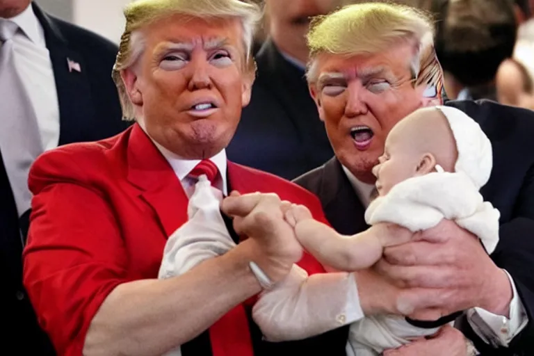 Prompt: donald trump eating a baby