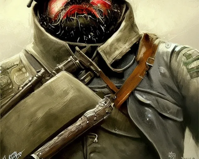 Image similar to portrait of doctor ivo robotnik as a waffen - ss officer, epic, tragic, dark fantasy art, fantasy, pretty, hd shot, digital portrait, beautiful, artstation, comic style, by artgerm, guy denning, jakub rozalski, magali villeneuve and charlie bowater