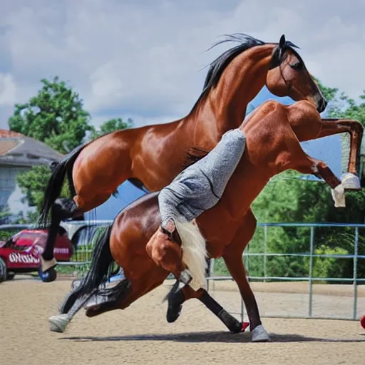 Image similar to horses skateboarding