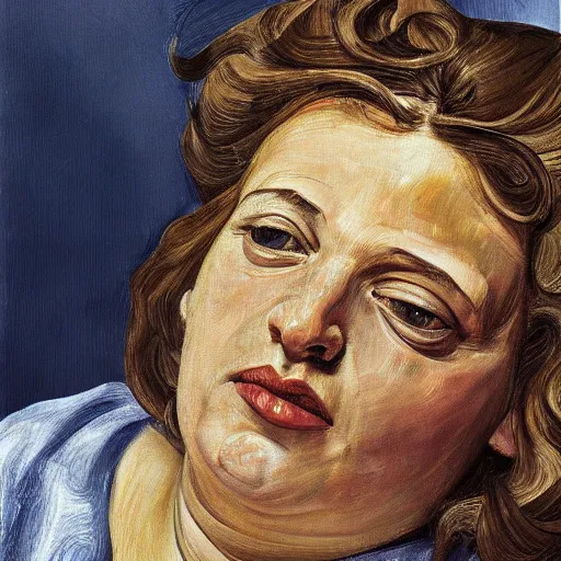 Image similar to high quality high detail painting by lucian freud, hd, portrait of madonna