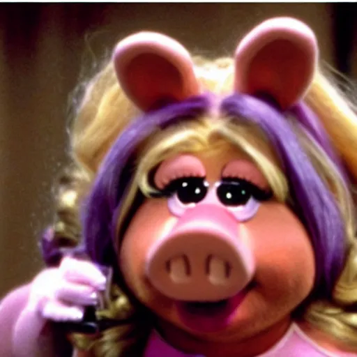 Image similar to movie still of miss piggy starring as trinity in the matrix 1 9 9 9 movie w - 7 6 8