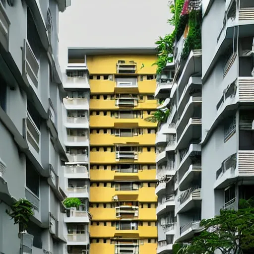 Image similar to a singaporean hdb flat, by satoshi kon