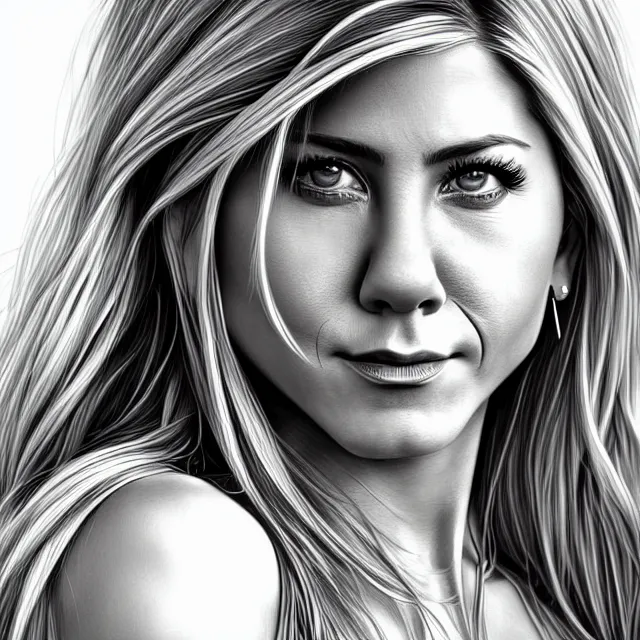 Prompt: aniston, chrome, highly detailed, 4 k, hdr, smooth, sharp focus, high resolution, award - winning photo, artgerm, photorealistic