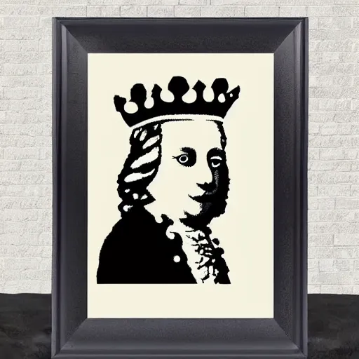 Image similar to individual furry king george iii silk screen portrait banksy style