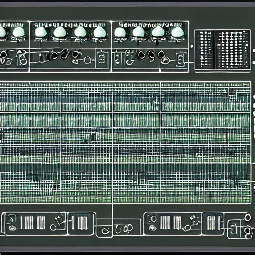 Prompt: circuit board design for analog synthesizer, diagram, highly detailed