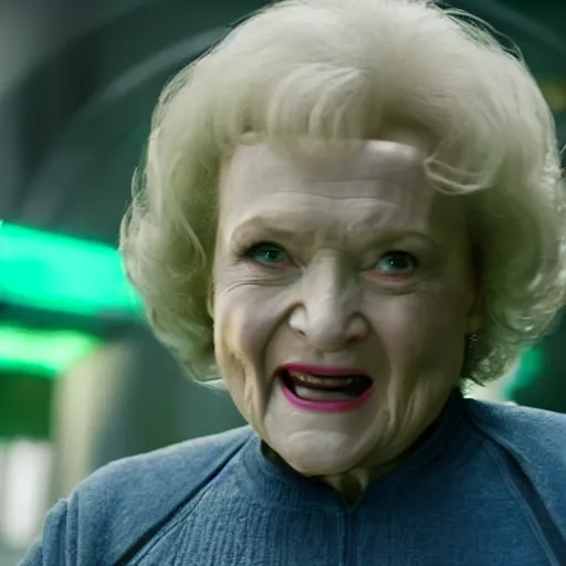 Image similar to Avengers Endgame (2019) played by Betty White as the HULK, close up action, 8K, 4K, action shot, movie still, cinematic