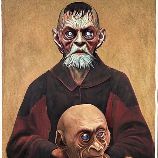 Prompt: Gollum , Taras Shevchenko style, painting ,