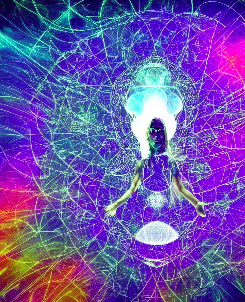 Prompt: techno - spiritual utopian ascended metatron, perfect future, award winning digital art