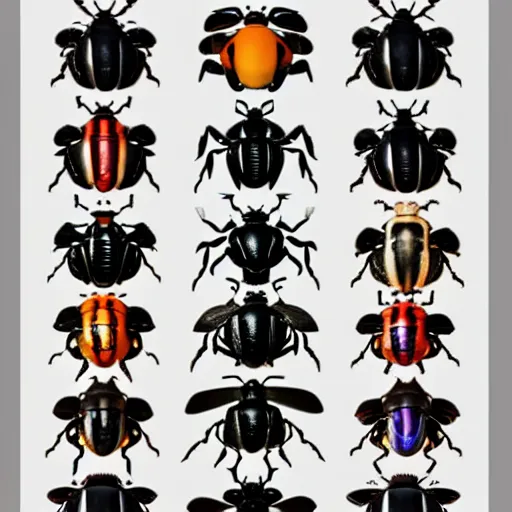 Image similar to a display of different kinds of beetles