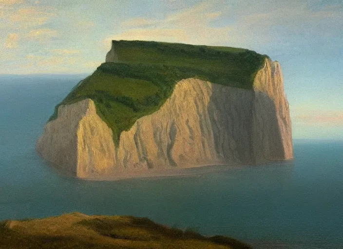 Image similar to cliffs of dover, uk in the style of hudson river school of art, oil on canvas