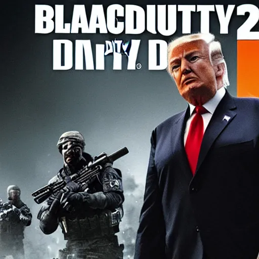 Image similar to Donald Trump on the call of duty black ops 2 cover art