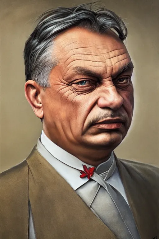 Image similar to id photo of a viktor orban in emperor outfit, art by tomasz alen kopera