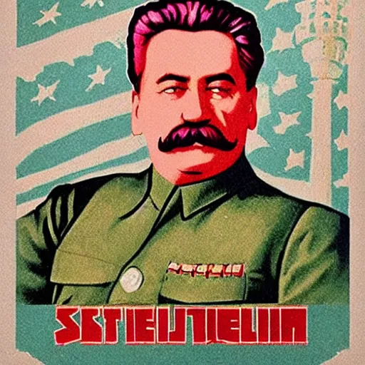 Image similar to stalin became the president of america, color art in usa style 1 9 3 0 - s