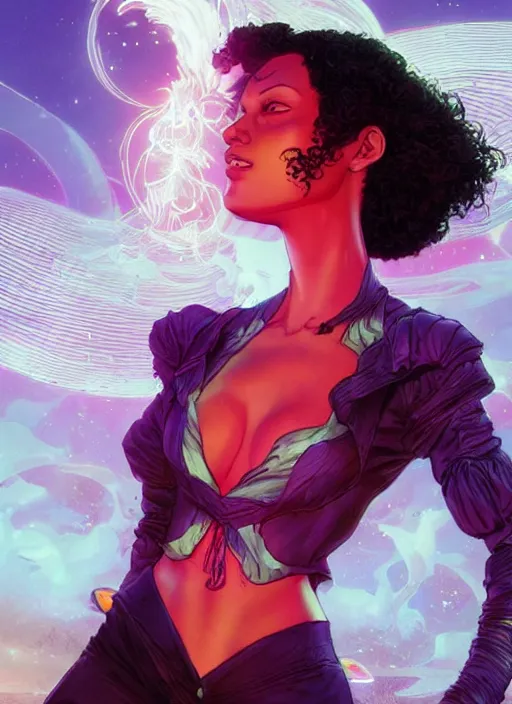 Image similar to portrait of marina nery, falling in love, glowing with heart aura. sharp focus, cinematic pose, cinematic lighting, unreal engine render. art by josan gonzales and moebius and deathburger.