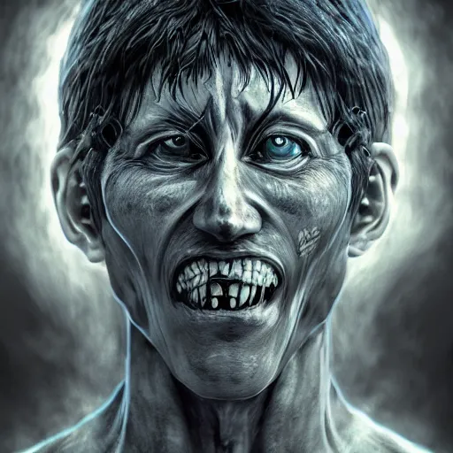 Image similar to photorealistic psycho anime face in the style of michael whelan and gustave dore. hyperdetailed photorealism, 1 0 8 megapixels, amazing depth, high resolution, 3 d shading, 3 d finalrender, 3 d cinematic lighting, glowing rich colors, psychedelic overtones, artstation concept art.