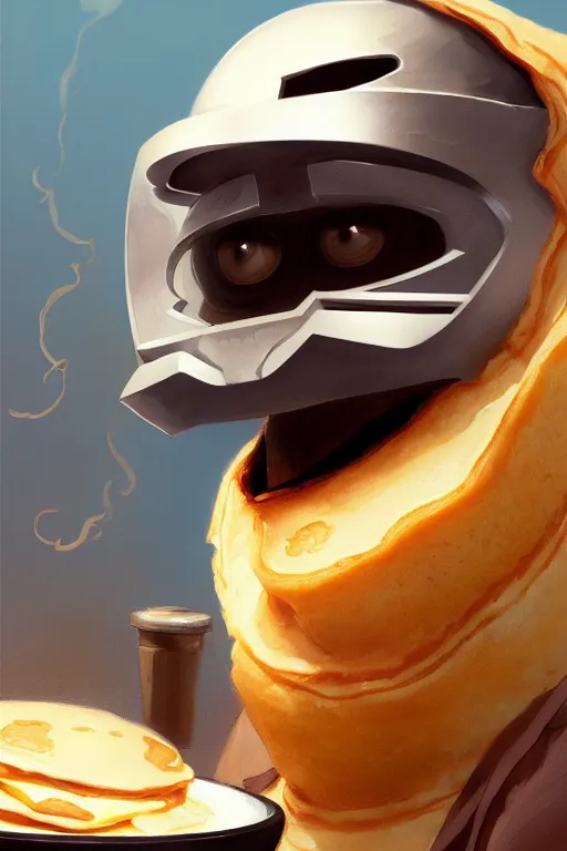 Prompt: mf doom as cooking pancakes animation pixar style, shaded lighting poster by magali villeneuve, album cover, artgerm, jeremy lipkin and michael garmash, rob rey and kentaro miura style, trending on art station