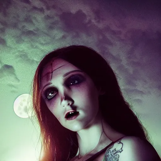 Image similar to Riveting Charismatic female vampire Pandora, portrait, atmospheric lighting, painted, intricate, Highgate cemetery, volumetric lighting, beautiful, moon light, sharp focus, ultra detailed, by Leesha Hannigan, Ross Tran, Thierry Doizon, Kai Carpenter, Ignacio Fernández Ríos