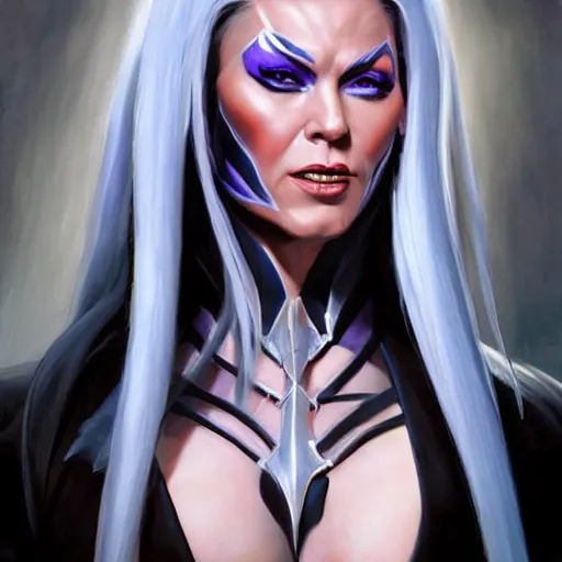 Prompt: greg manchess portrait painting of sindel from mortal kombat as overwatch character, medium shot, asymmetrical, profile picture, organic painting, sunny day, matte painting, bold shapes, hard edges, street art, trending on artstation, by huang guangjian and gil elvgren and frank frazetta