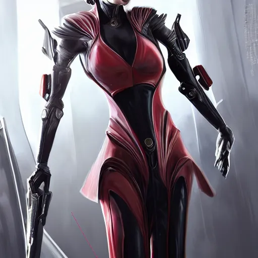 Image similar to A combination of Ada Wong's and Grace Kelly's and Ashley Greene's appearances with blonde hair wearing Warframe armor, high tech, action shot, angular, full body portrait, futuristic, dramatic, fantasy, intricate, elegant, highly detailed, digital painting, artstation, concept art, matte, sharp focus, illustration, 8K, art by Donato Giancola and James Gurney