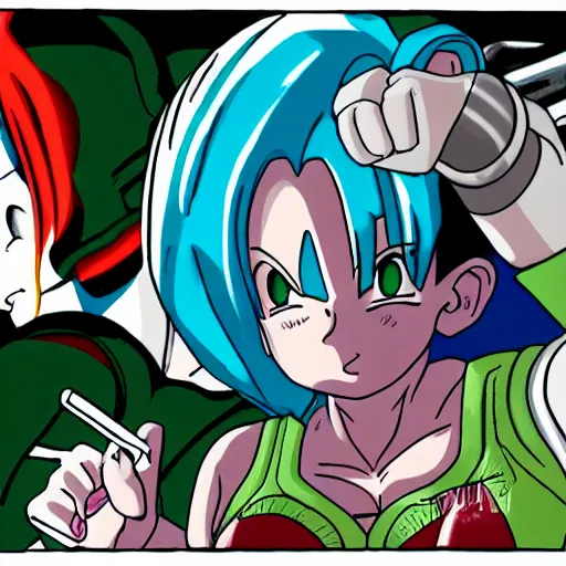 Image similar to bulma fighting cell