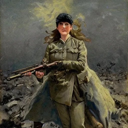 Image similar to ww 1 action heroine by alfred stevens