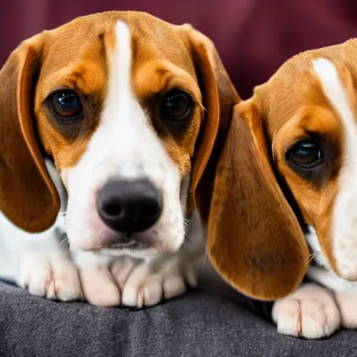 Prompt: a two headed beagle