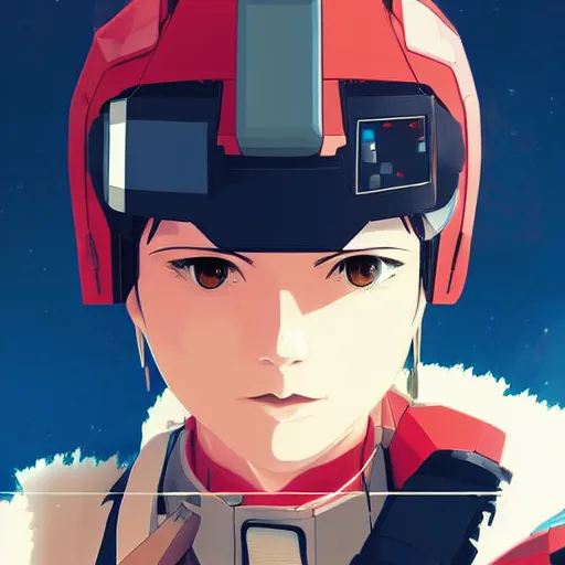 Image similar to Nakamura Aya as a GUNDAM pilot by Ilya kuvshinov and Krenz cushart, pixel art, character portrait