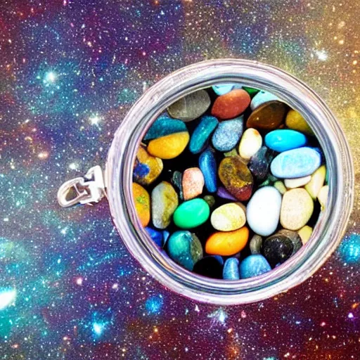 Image similar to galaxies contained in a jar on the beach