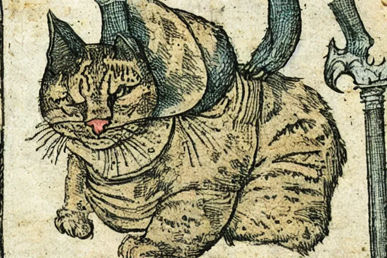 Image similar to Detail from Nuremberg Chronicle, 1493, of a cat, Liber Chronicarum illustration by Michael Wolgemut